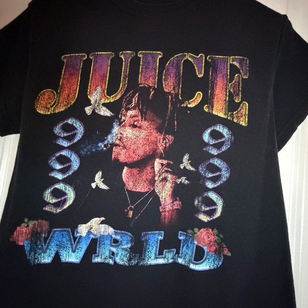 Juice WRLD 999 Club Graphic T-Shirt Mens Small Black Rap Tee Short Sleeve Cotton